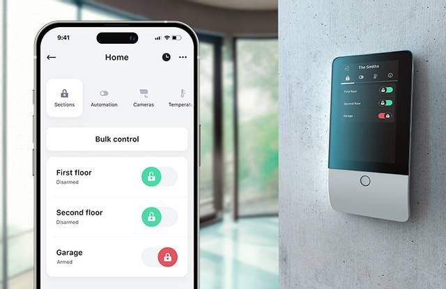 Smartphone view of a JABLOTRON alarm system